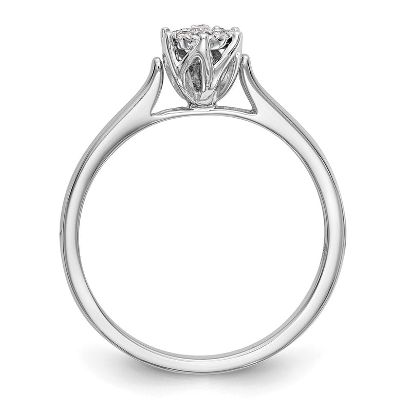 14k White Gold Complete Real Diamond Cluster Engagement Ring
