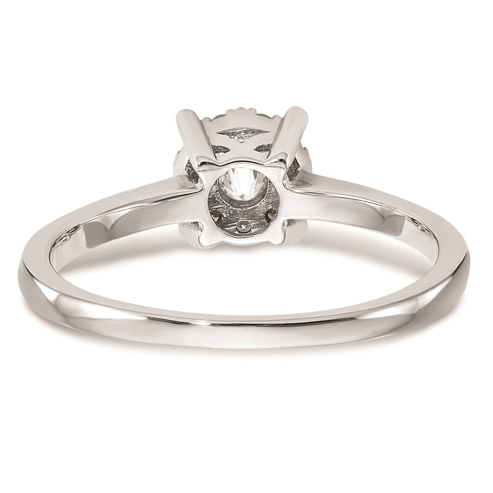 14K White Gold Complete Real Diamond Cluster Engagement Ring
