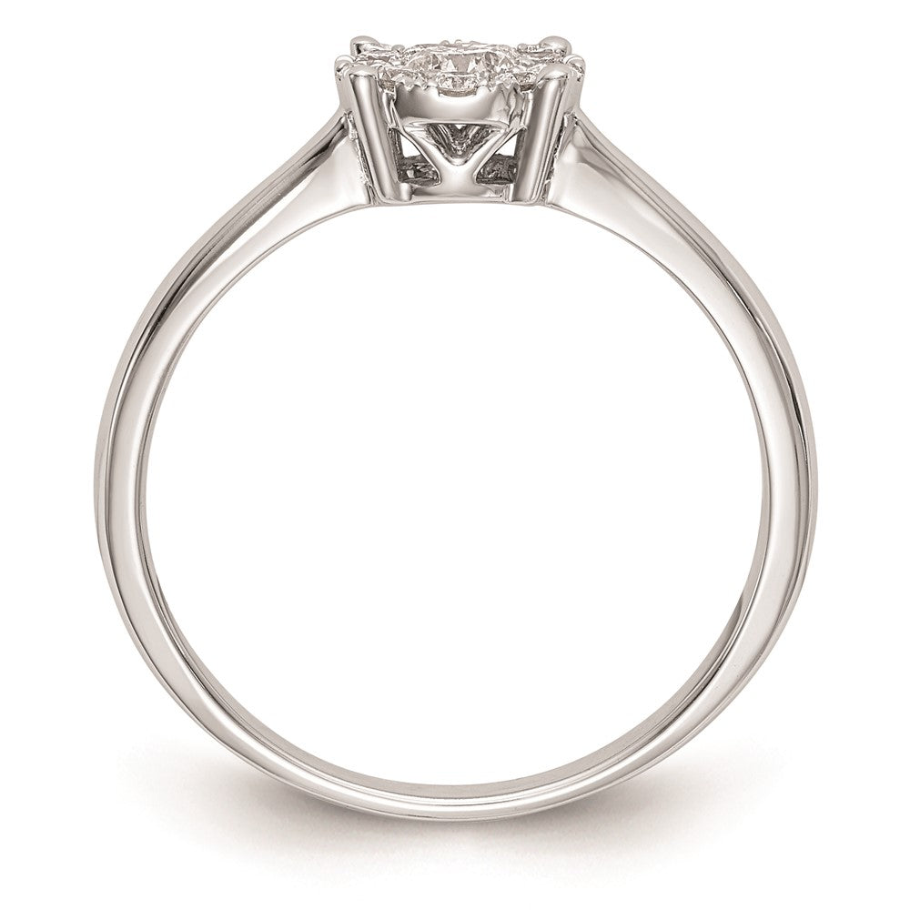 0.33ct. CZ Solid Real 14K White Gold Complete Cluster Engagement Ring