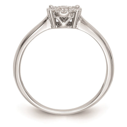 0.33ct. CZ Solid Real 14K White Gold Complete Cluster Engagement Ring