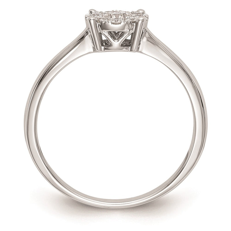 14K White Gold Complete Real Diamond Cluster Engagement Ring