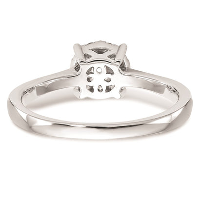 14K White Gold Complete Real Diamond Cluster Engagement Ring