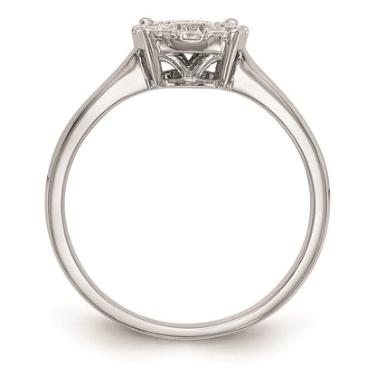14K White Gold Complete Real Diamond Cluster Engagement Ring