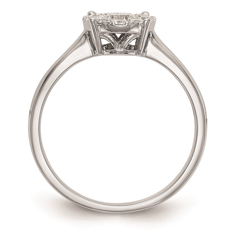 14K White Gold Complete Real Diamond Cluster Engagement Ring