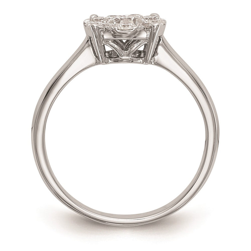 14K White Gold Complete Real Diamond Cluster Engagement Ring