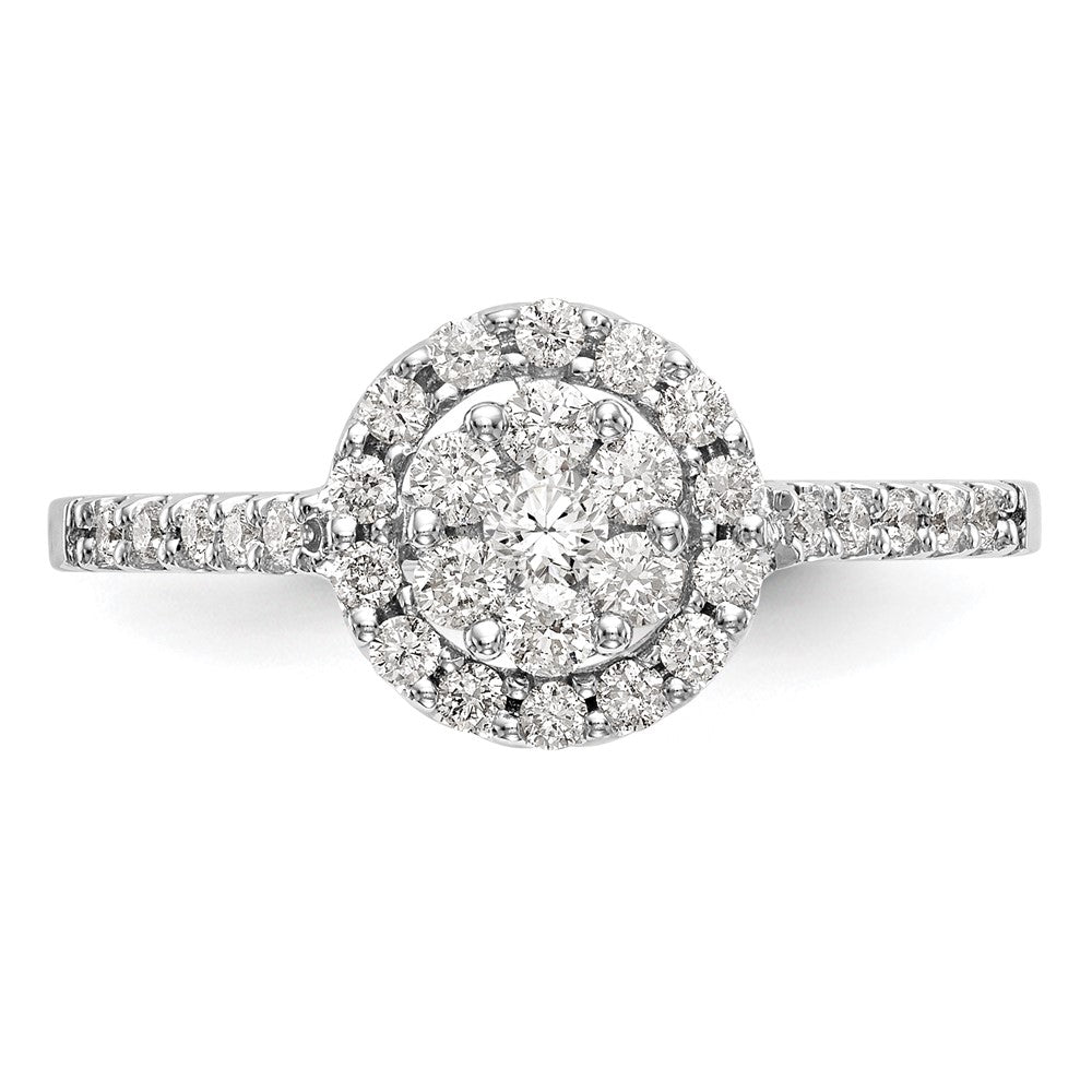 14K White Gold Complete Real Diamond Cluster Engagement Ring