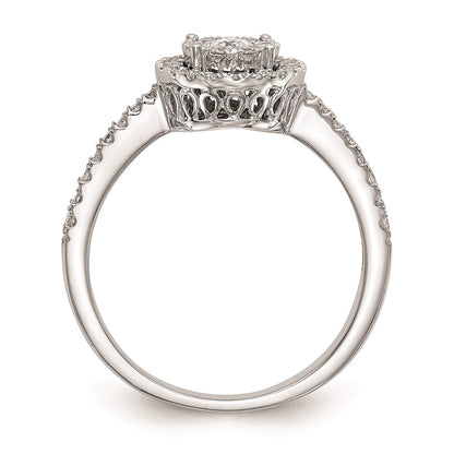 14K White Gold Complete Real Diamond Cluster Engagement Ring