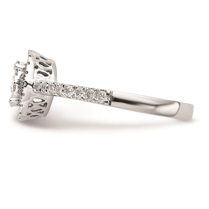 14K White Gold Complete Real Diamond Cluster Engagement Ring