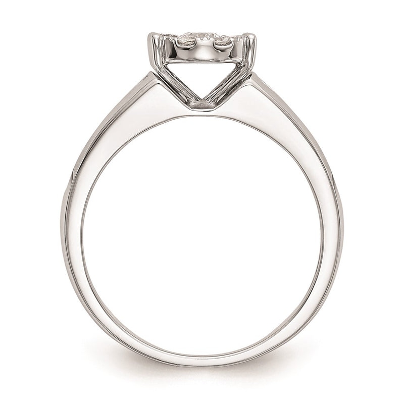 14K White Gold Complete Real Diamond Cluster Engagement Ring