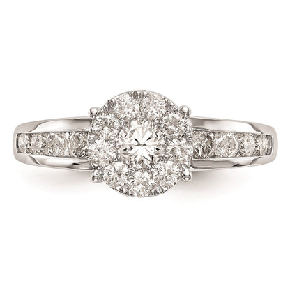 14K White Gold Complete Real Diamond Cluster Engagement Ring