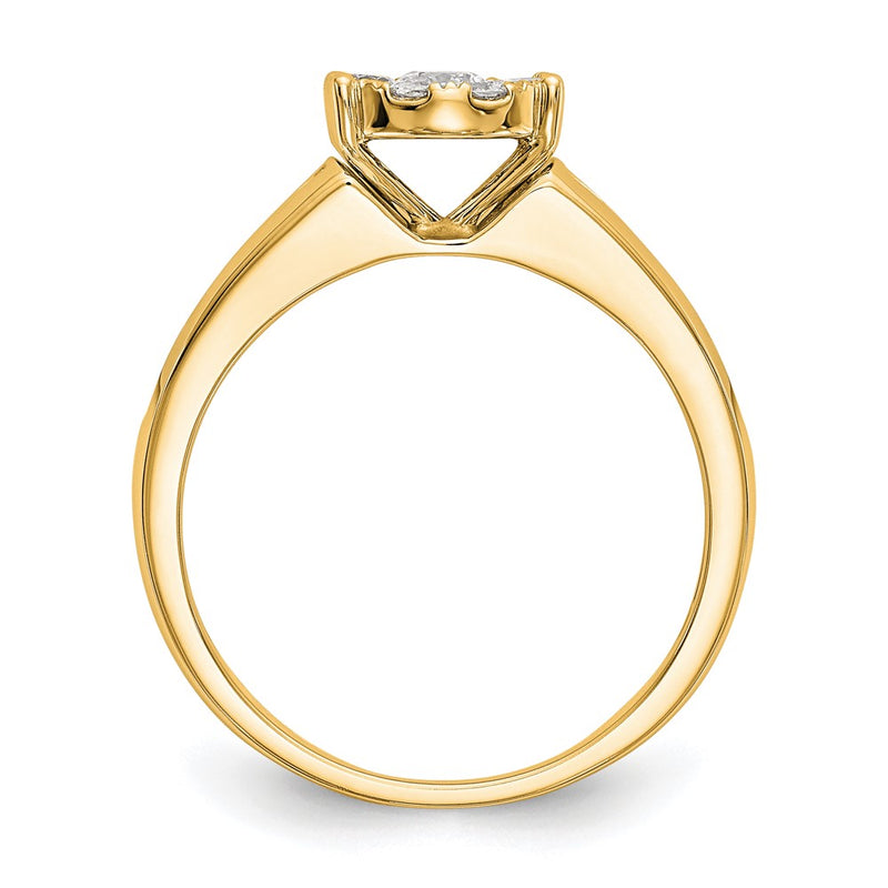 14K Yellow Gold Complete Real Diamond Cluster Eng Ring