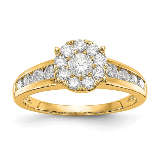 14K Yellow Gold Complete Real Diamond Cluster Eng Ring
