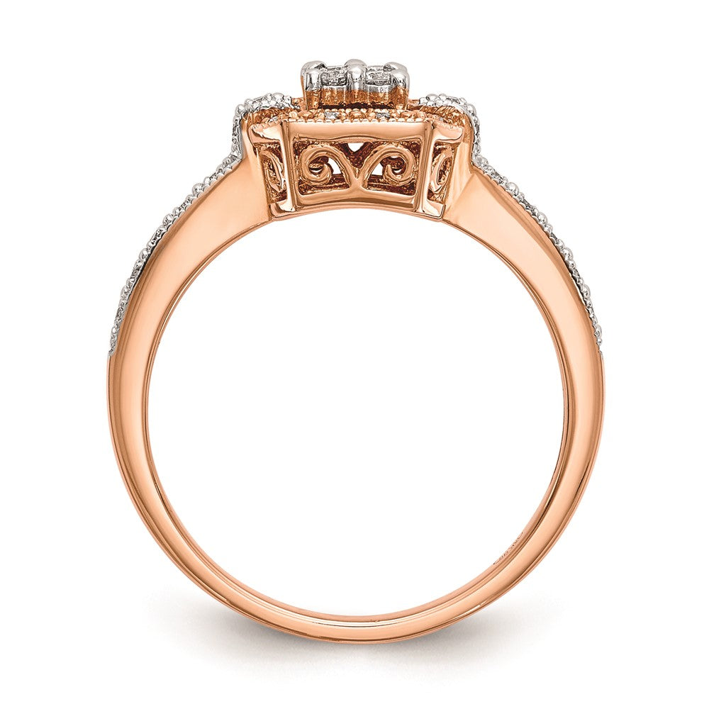 14K Rose Gold Complete Real Diamond Cluster Engagement Ring