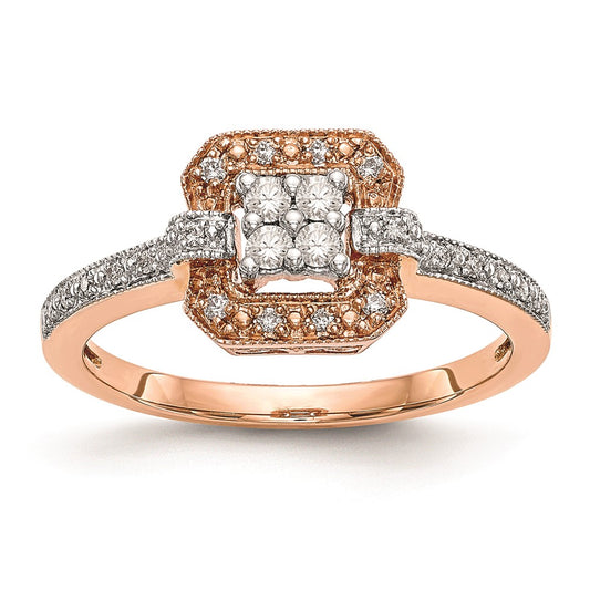 14K Rose Gold Complete Real Diamond Cluster Engagement Ring