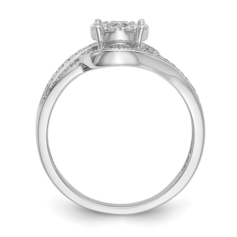 14K White Gold Complete Real Diamond Cluster Engagement Ring