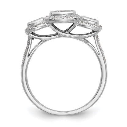 14K White Gold Complete Real Diamond Cluster Engagement Ring