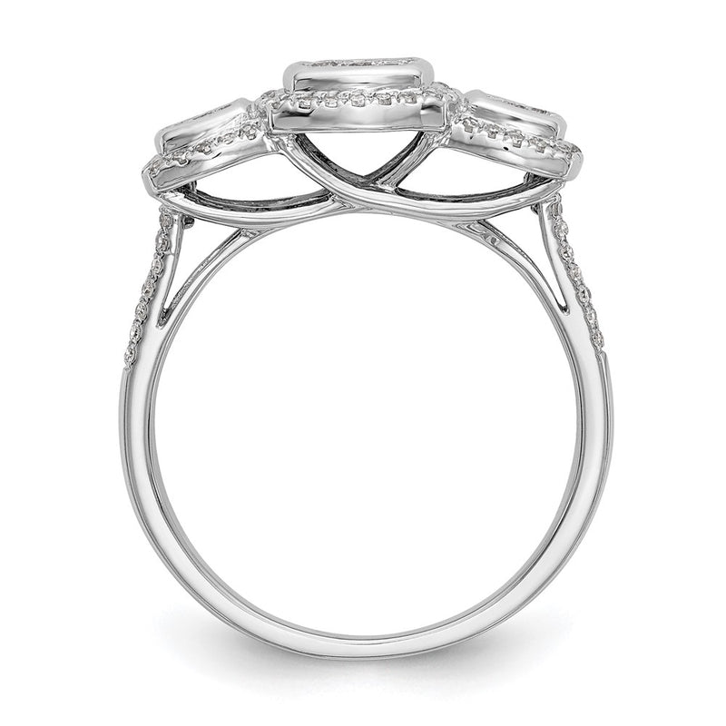 14K White Gold Complete Real Diamond Cluster Engagement Ring