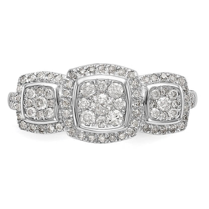 14K White Gold Complete Real Diamond Cluster Engagement Ring