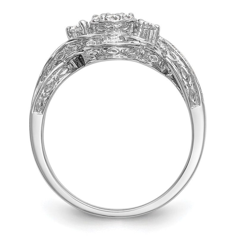 14k White Gold Complete Real Diamond Cluster Engagement Ring