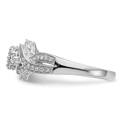 14k White Gold Complete Real Diamond Cluster Engagement Ring
