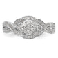 14k White Gold Complete Real Diamond Cluster Engagement Ring