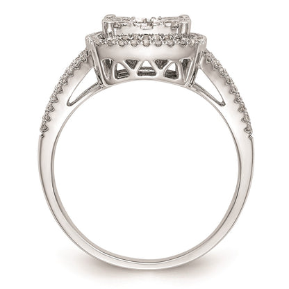 14K White Gold Complete Real Diamond Cluster Engagement Ring
