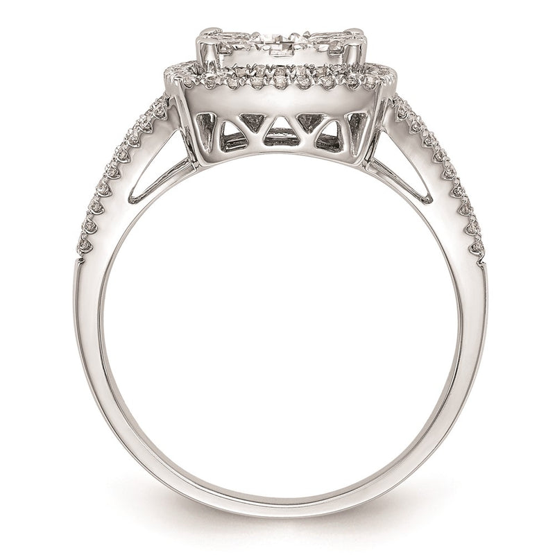 14K White Gold Complete Real Diamond Cluster Engagement Ring