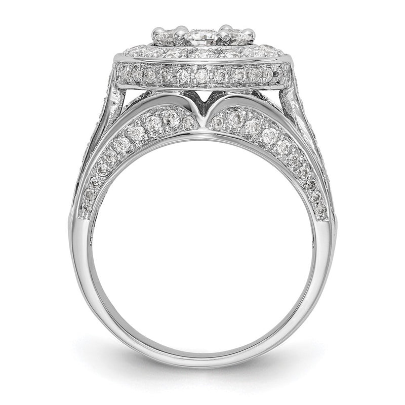 14K White Gold Complete Real Diamond Cluster Engagement Ring