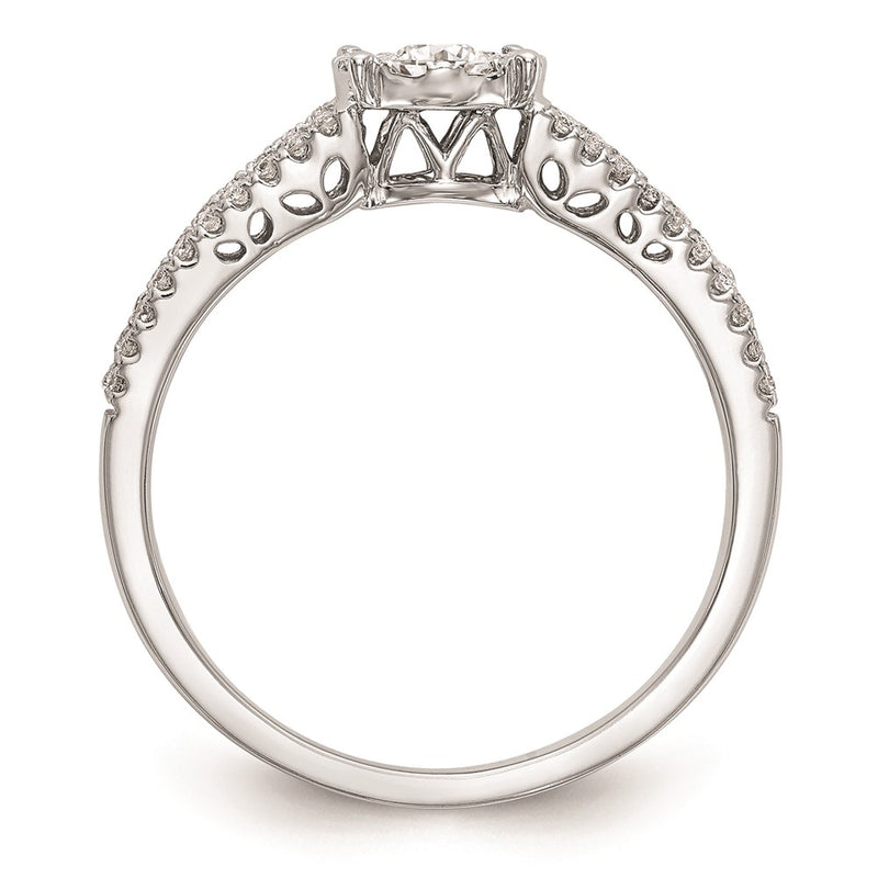 14K White Gold Complete Real Diamond Cluster Engagement Ring