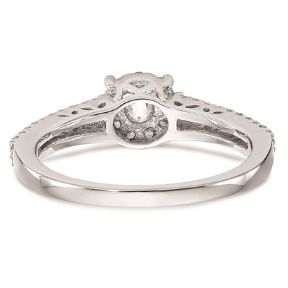 14K White Gold Complete Real Diamond Cluster Engagement Ring