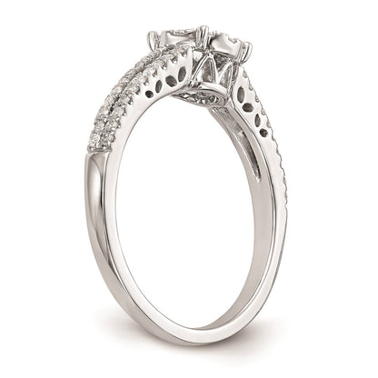 14K White Gold Complete Real Diamond Cluster Engagement Ring