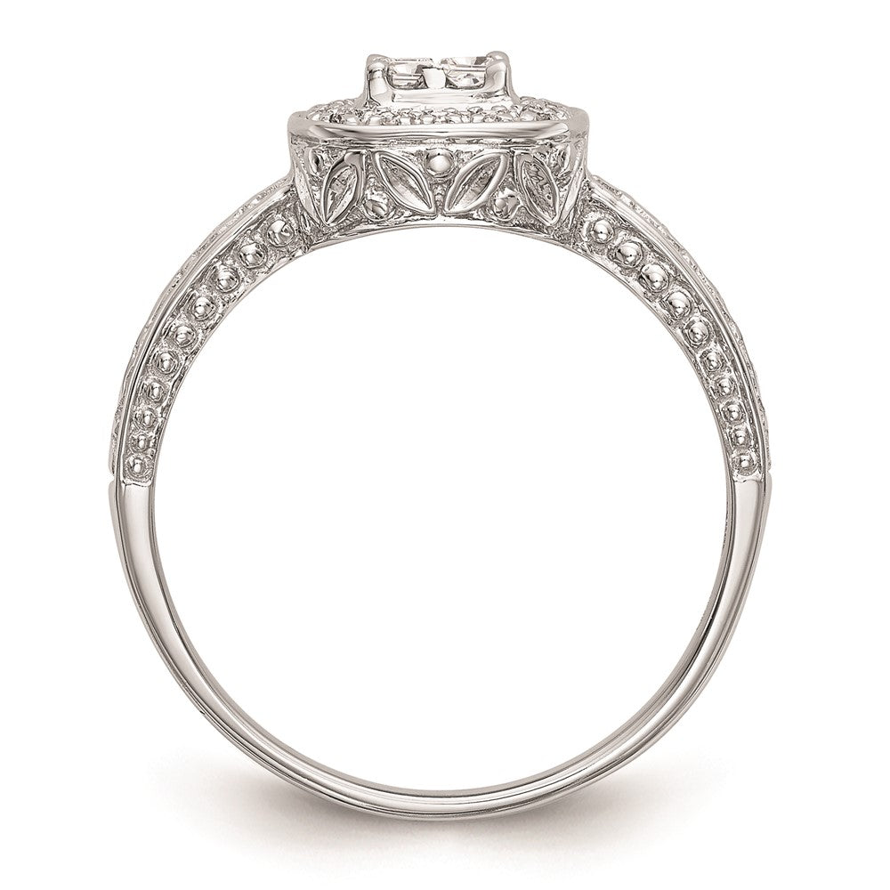 0.20ct. CZ Solid Real 14K White Gold Complete Cluster Engagement Ring