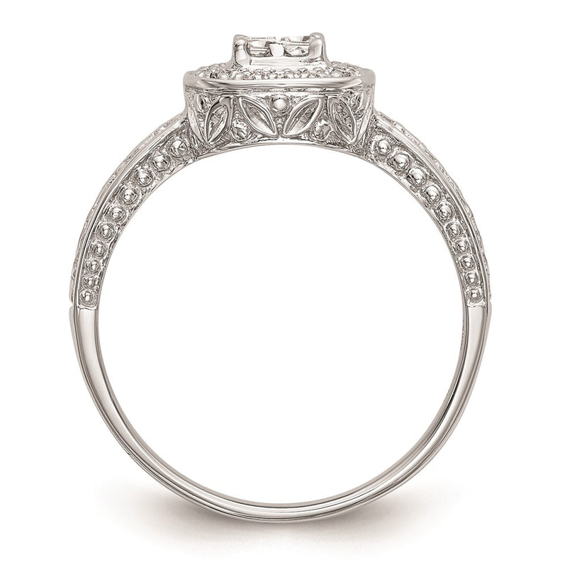 14K White Gold Complete Real Diamond Cluster Engagement Ring