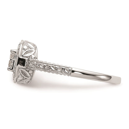 0.20ct. CZ Solid Real 14K White Gold Complete Cluster Engagement Ring