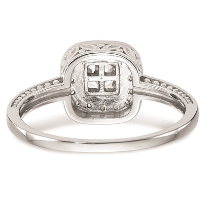 0.20ct. CZ Solid Real 14K White Gold Complete Cluster Engagement Ring