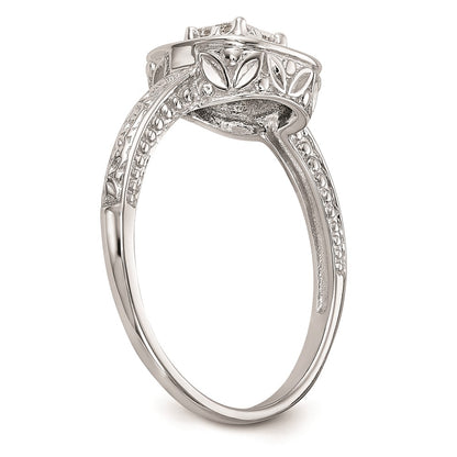 0.20ct. CZ Solid Real 14K White Gold Complete Cluster Engagement Ring