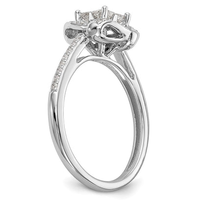 14K White Gold Complete Real Diamond Cluster Engagement Ring