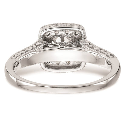 14K White Gold Complete Real Diamond Cluster Engagement Ring