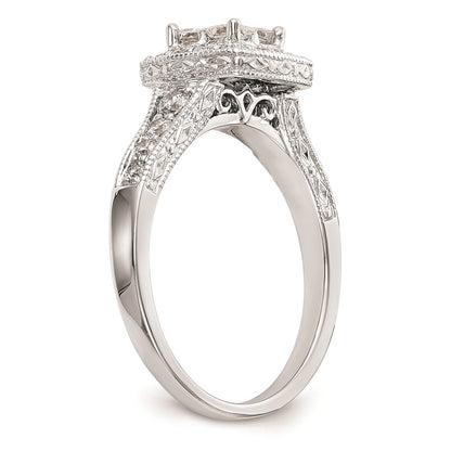 14K White Gold Complete Real Diamond Cluster Engagement Ring