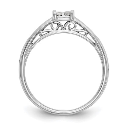 14K White Gold Complete Real Diamond Cluster Engagement Ring