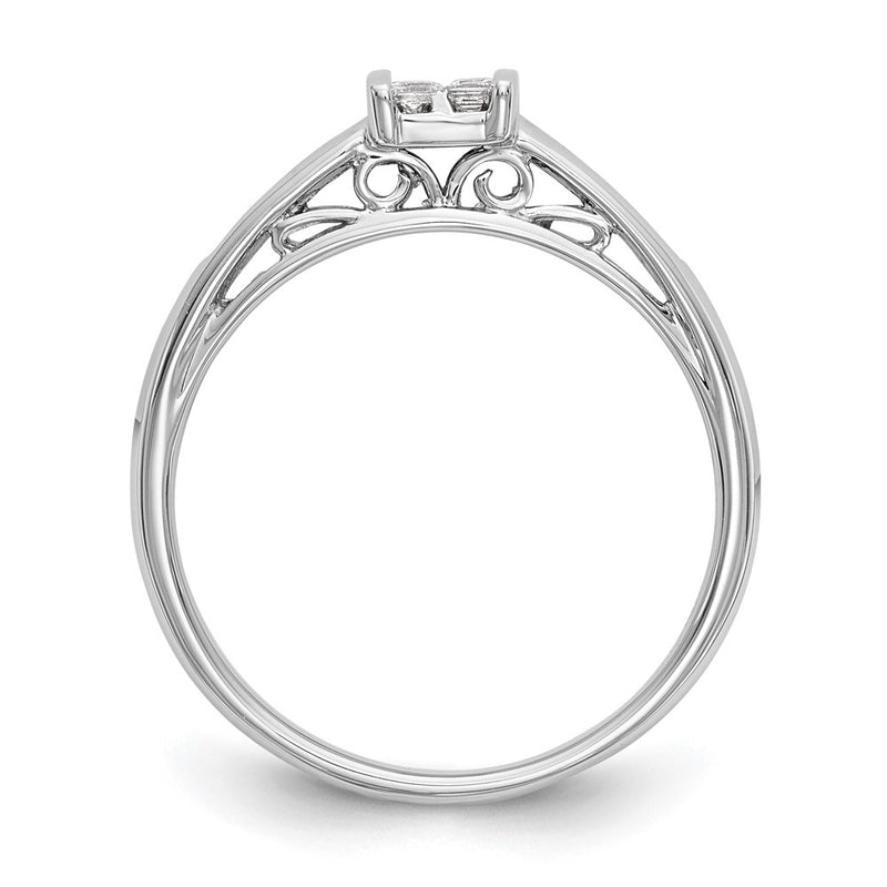 14K White Gold Complete Real Diamond Cluster Engagement Ring