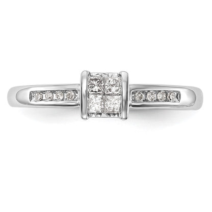 14K White Gold Complete Real Diamond Cluster Engagement Ring