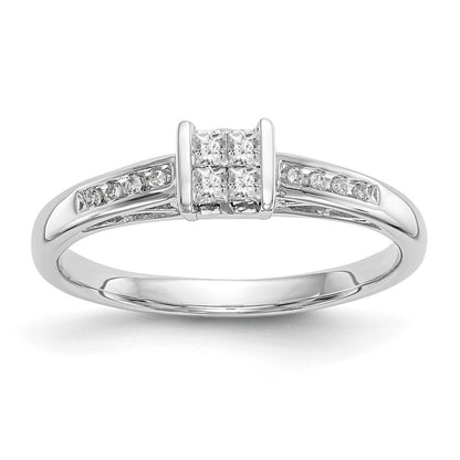 0.16ct. CZ Solid Real 14K White Gold Complete Cluster Engagement Ring