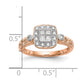 14K Rose Gold Complete Real Diamond Cluster Engagement Ring