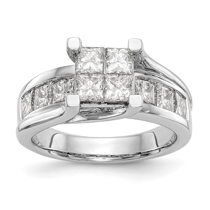 2.00ct. CZ Solid Real 14K White Gold Complete Cluster Engagement Ring