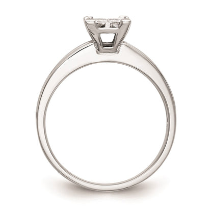 0.15ct. CZ Solid Real 14K White Gold Complete Cluster Engagement Ring