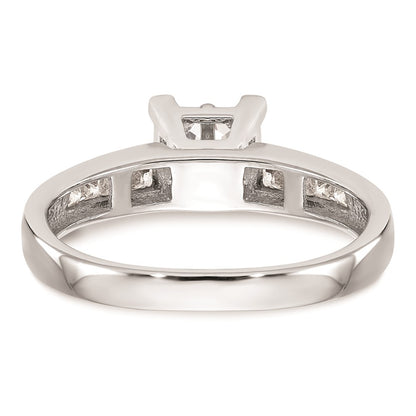 0.15ct. CZ Solid Real 14K White Gold Complete Cluster Engagement Ring