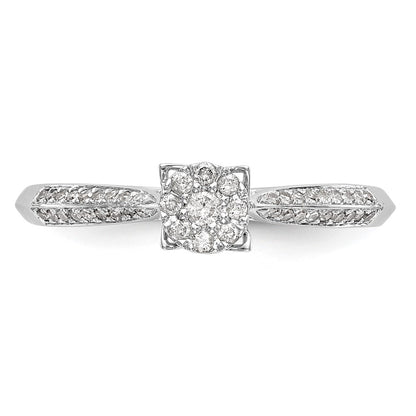 14K White Gold Complete Real Diamond Cluster Engagement Ring