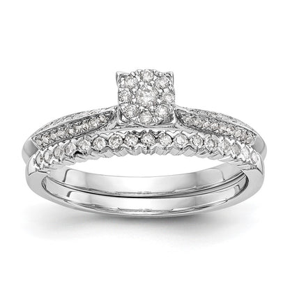 14K White Gold Complete Real Diamond Cluster Engagement Ring
