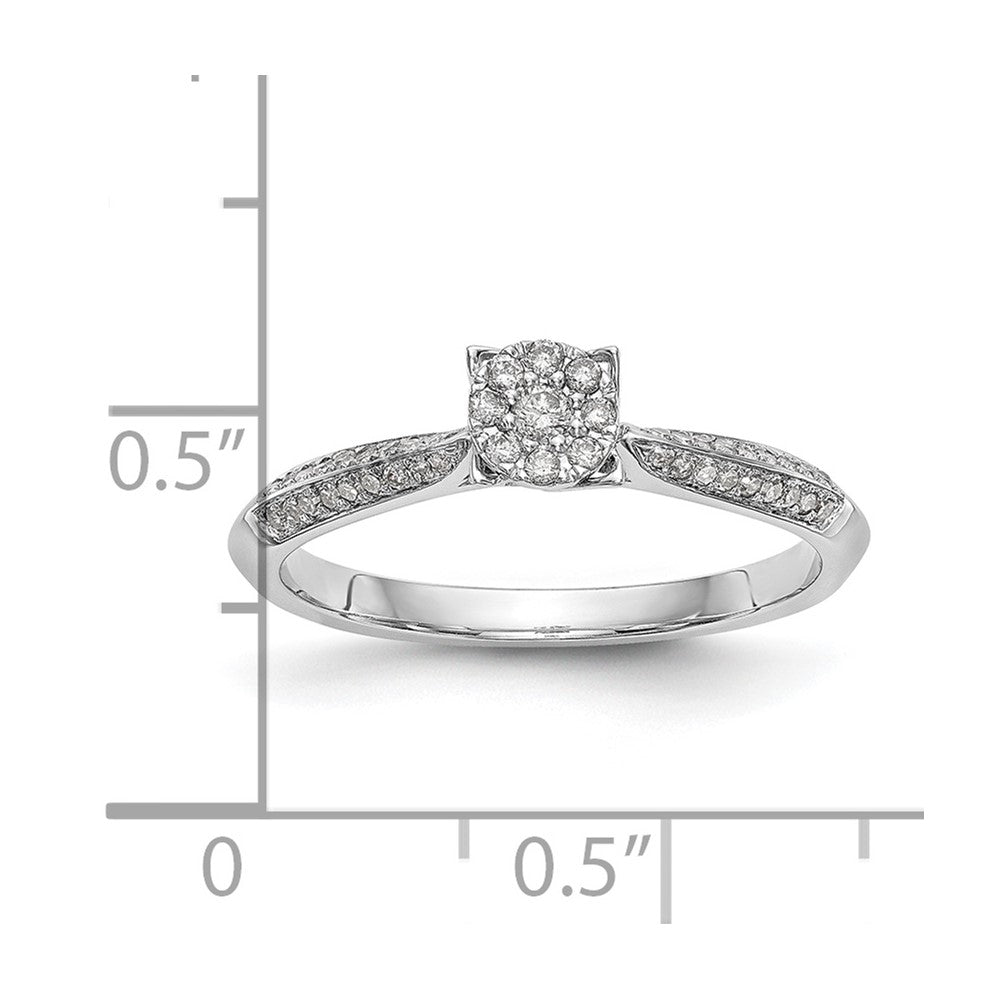 0.20ct. CZ Solid Real 14K White Gold Complete Cluster Engagement Ring